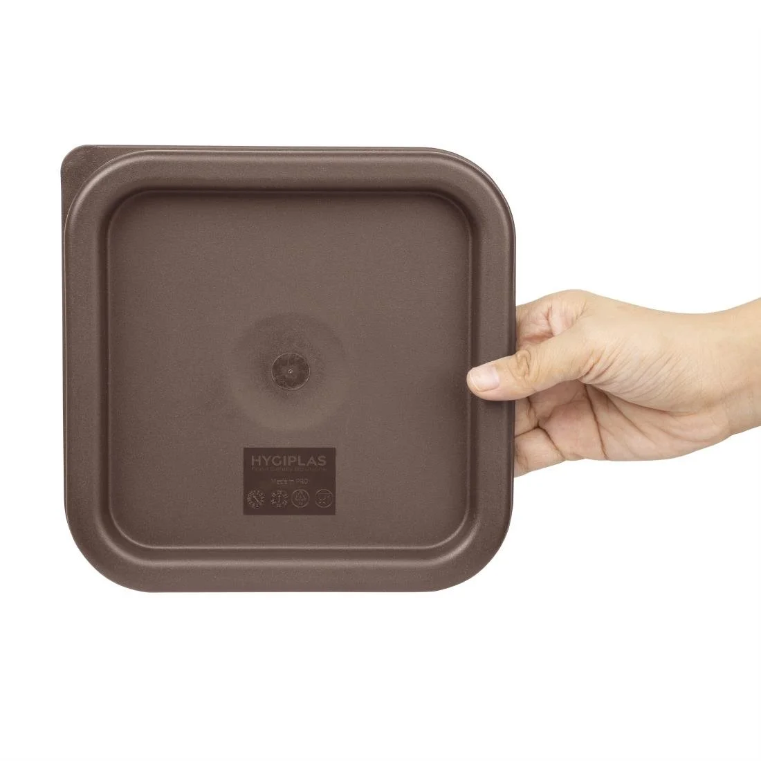 Hygiplas Polycarbonate Square Food Storage Container Lid Brown - Image 5
