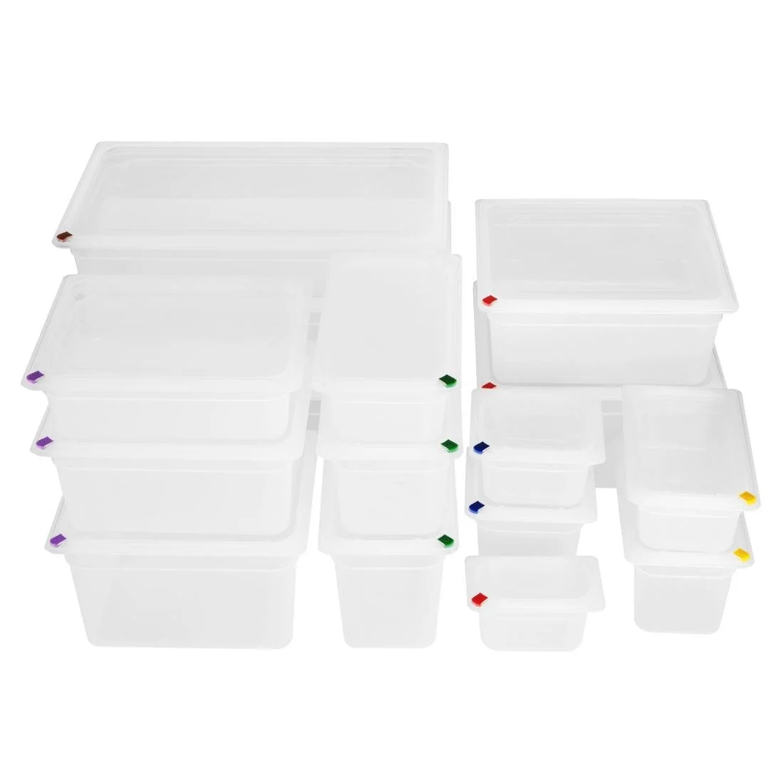 Hygiplas Click PP GN Container 1/2 with Lid & 7 Colour Clips 200mm 11.7Ltr (4 Pack) - Image 5