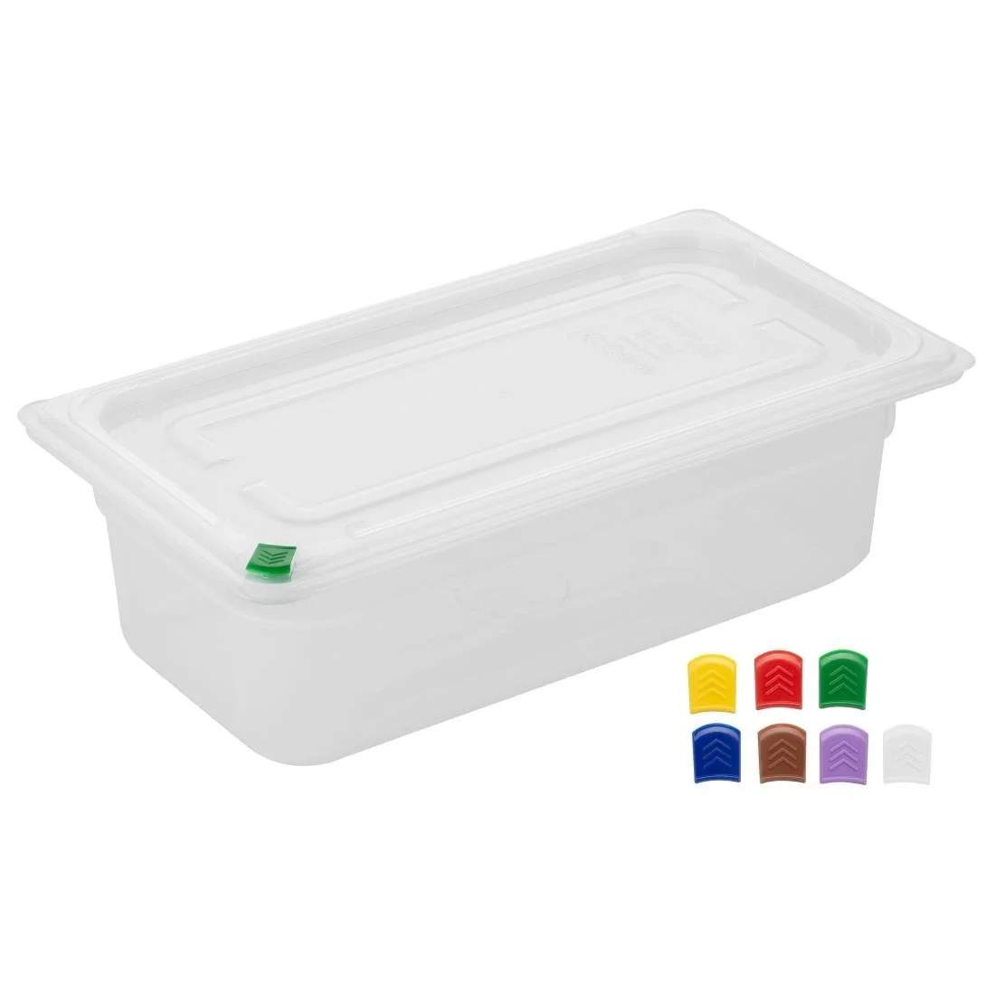 Hygiplas Click PP GN Container 1/3 with Lid & 7 Colour Clips 100mm 3.6Ltr (4 Pack) - Image 2