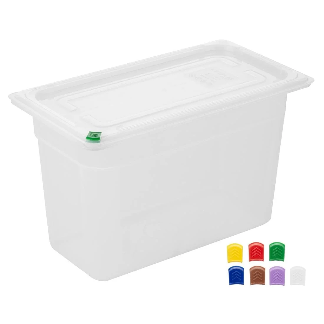 Hygiplas Click PP GN Container 1/3 with Lid & 7 Colour Clips 200mm 6.9Ltr (4 Pack) - Image 2