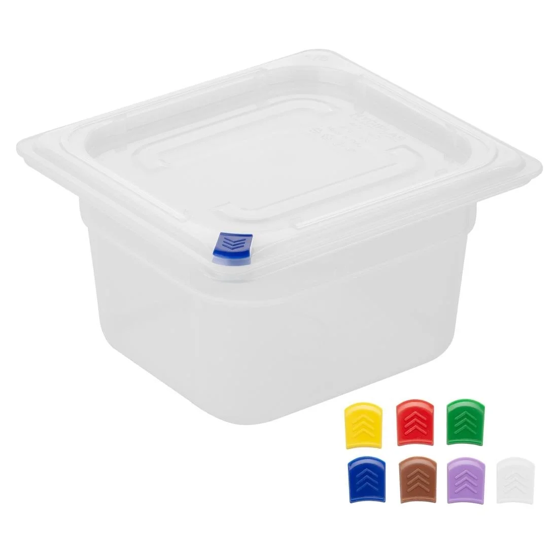 Hygiplas Click PP GN Container 1/6 with Lid & 7 Colour Clips 100mm 1.5Ltr (4 Pack) - Image 2