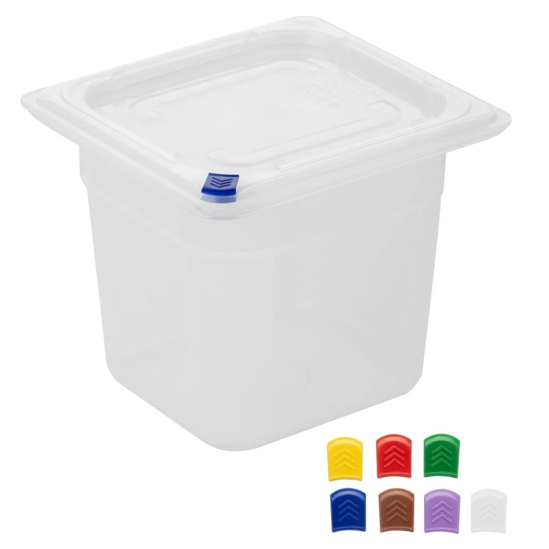 Hygiplas Click PP GN Container 1/6 with Lid & 7 Colour Clips 150mm 2.2Ltr (4 Pack) - Image 2