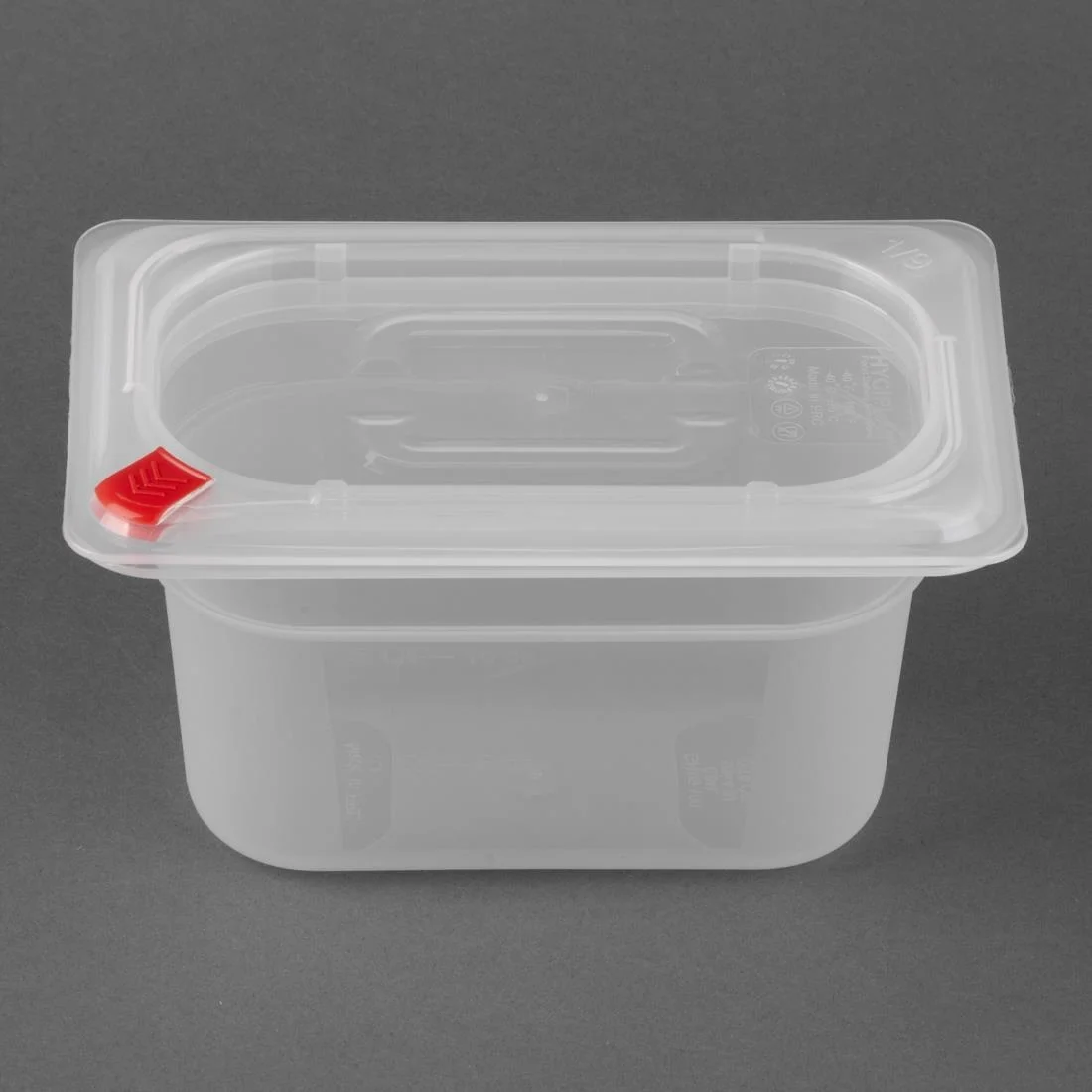 Hygiplas Click PP GN Container 1/9 with Lid & 7 Colour Clips 100mm 0.85Ltr (4 Pack) - Image 3