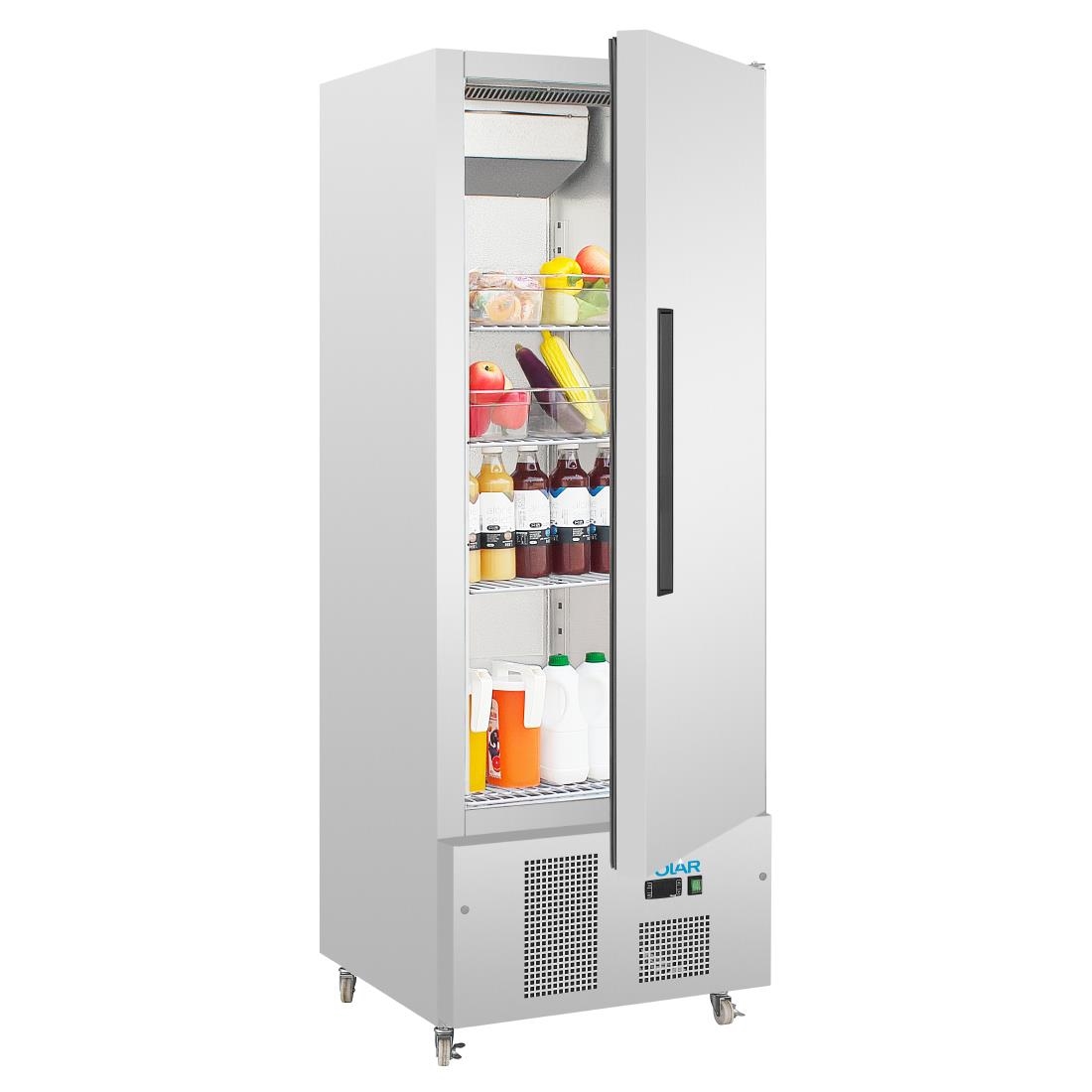 Polar Single Door Slimline Fridge Stainless Steel 440Ltr