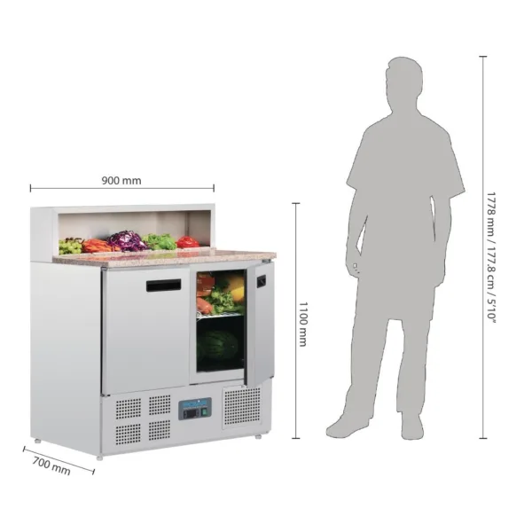 Polar Refrigerated Pizza Prep Counter 288Ltr
