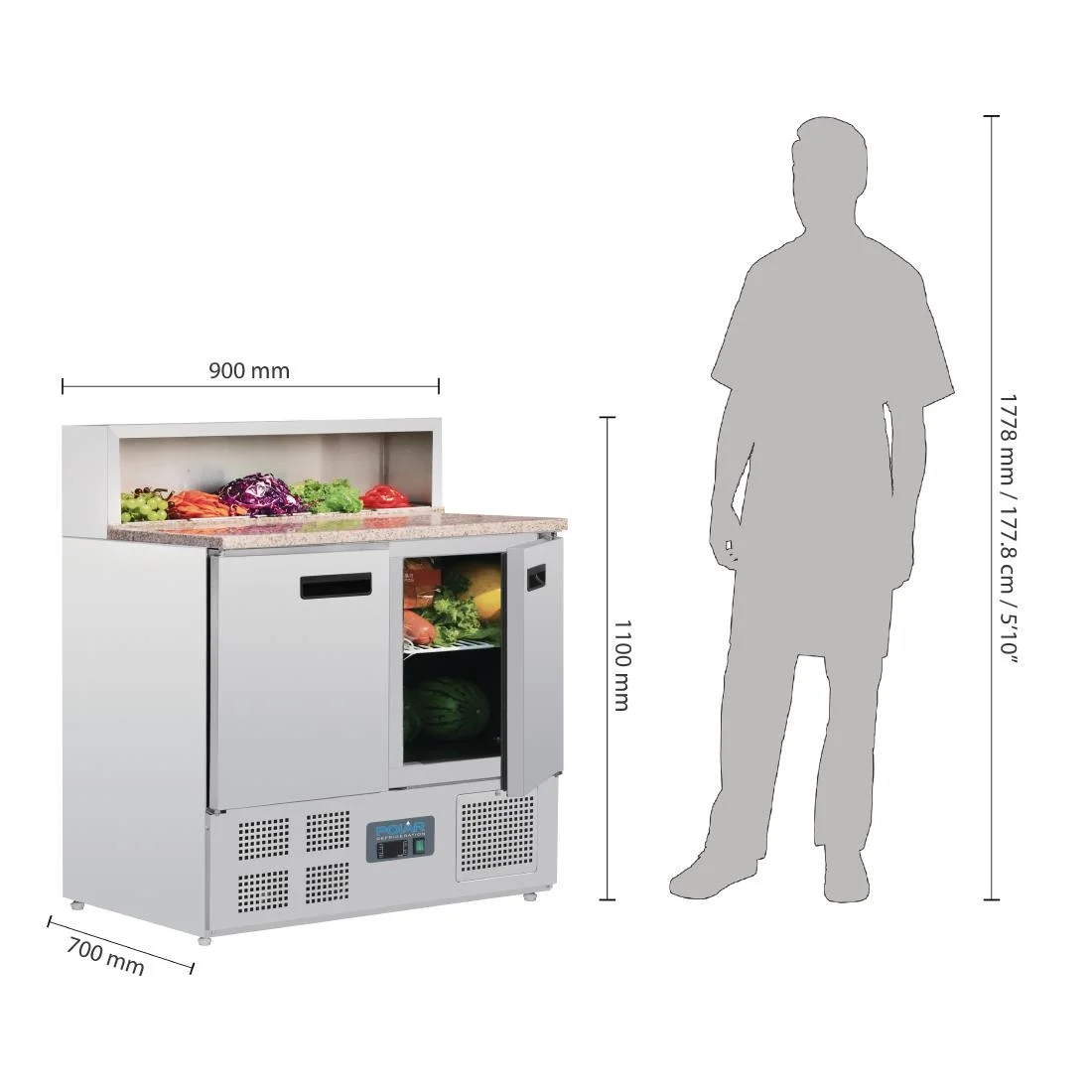 Polar Refrigerated Pizza Prep Counter 288Ltr - Image 9