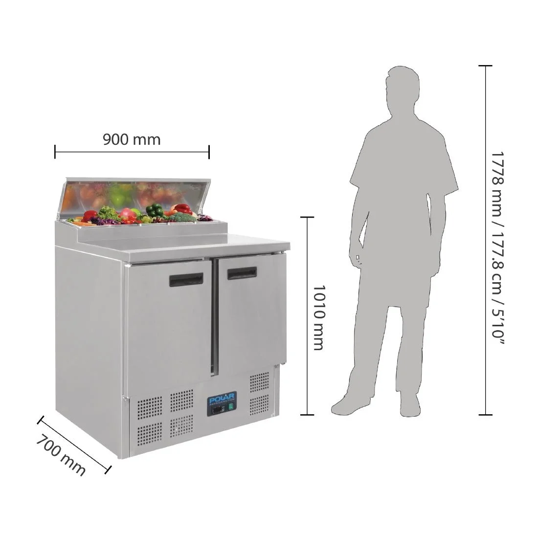 Polar Refrigerated Pizza and Salad Prep Counter 254Ltr - Image 14
