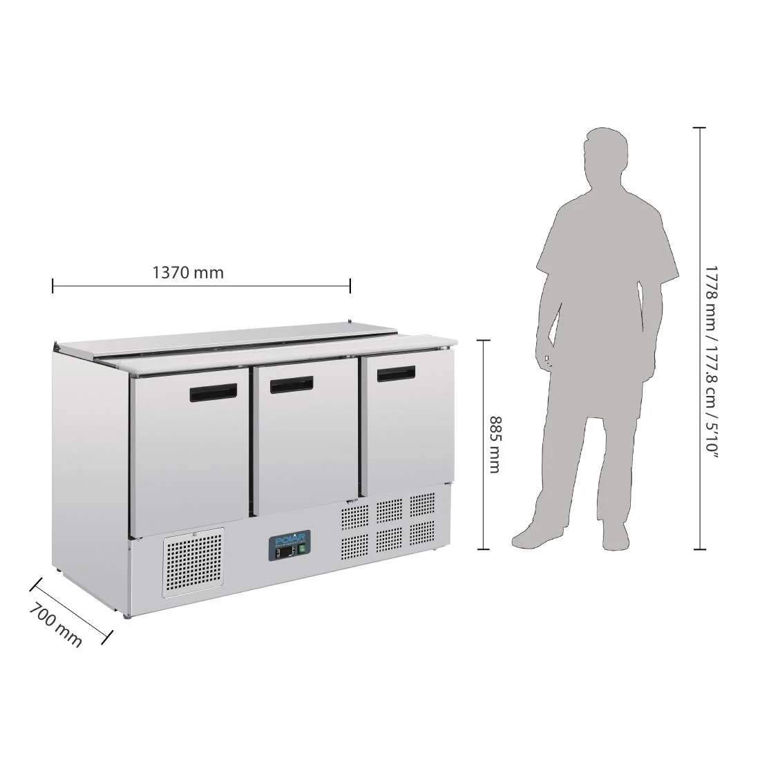 Polar Refrigerated Saladette Counter 368Ltr - Image 8