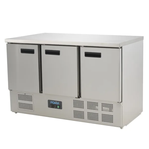 Polar 3 Door Counter Fridge 368Ltr