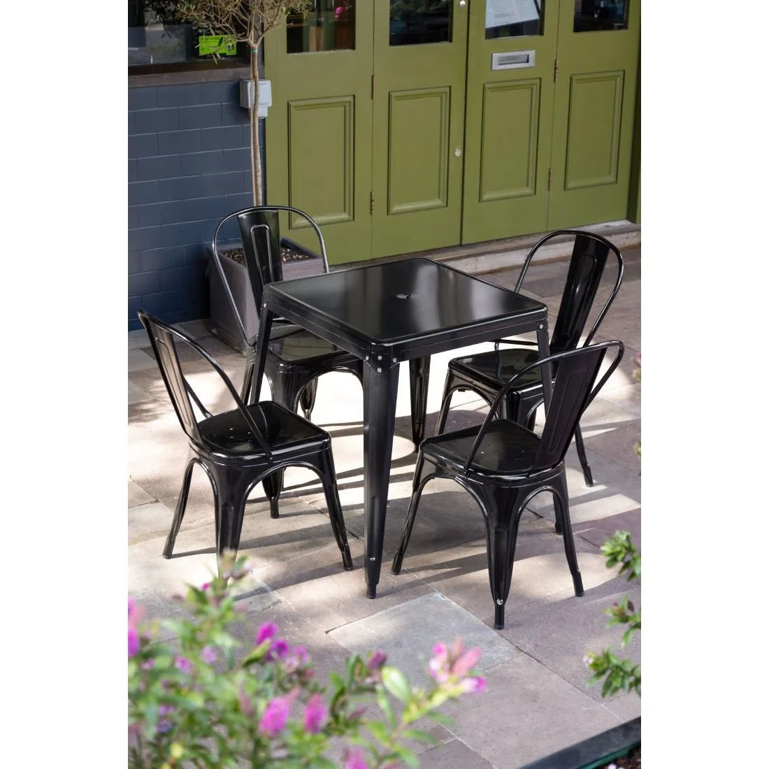 Bolero Bistro Steel Square Table Black 668mm (Single) - Image 6