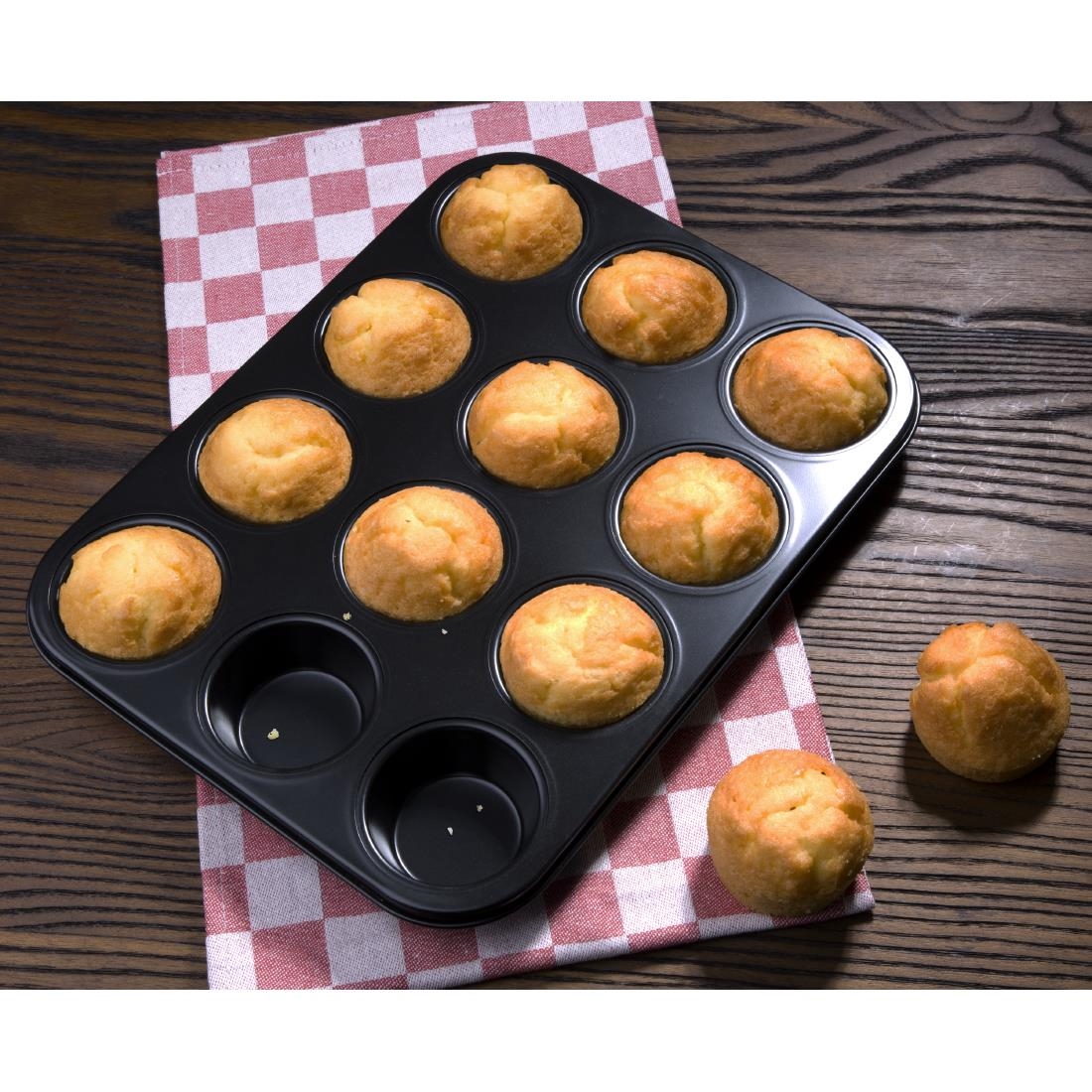 Vogue Carbon Steel Non-Stick Muffin Tray 12 Cup