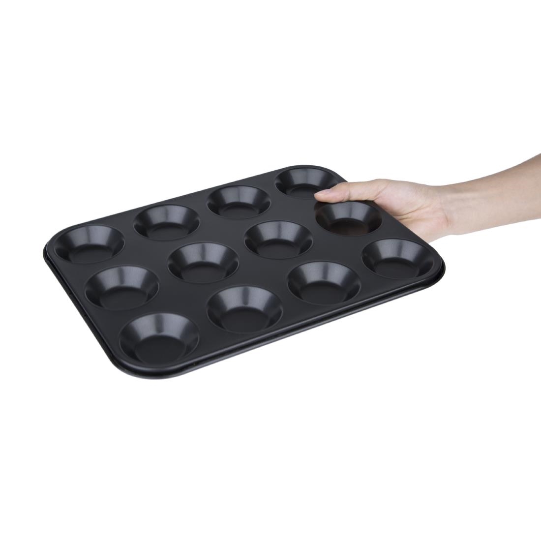 Vogue Carbon Steel Non-Stick Mini Muffin Tray 12 Cup