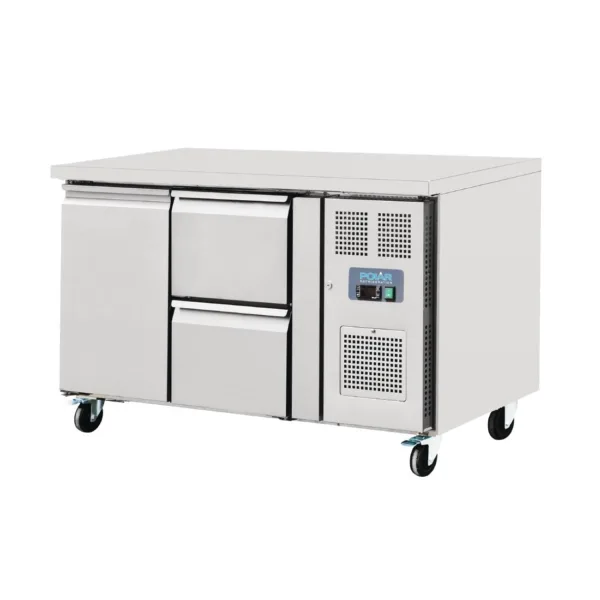Polar 1 Door and 2 Drawer Counter Fridge 228Ltr
