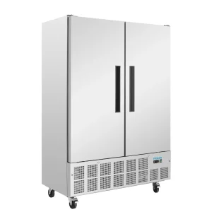 Polar Double Door Slimline Fridge Stainless Steel 960Ltr