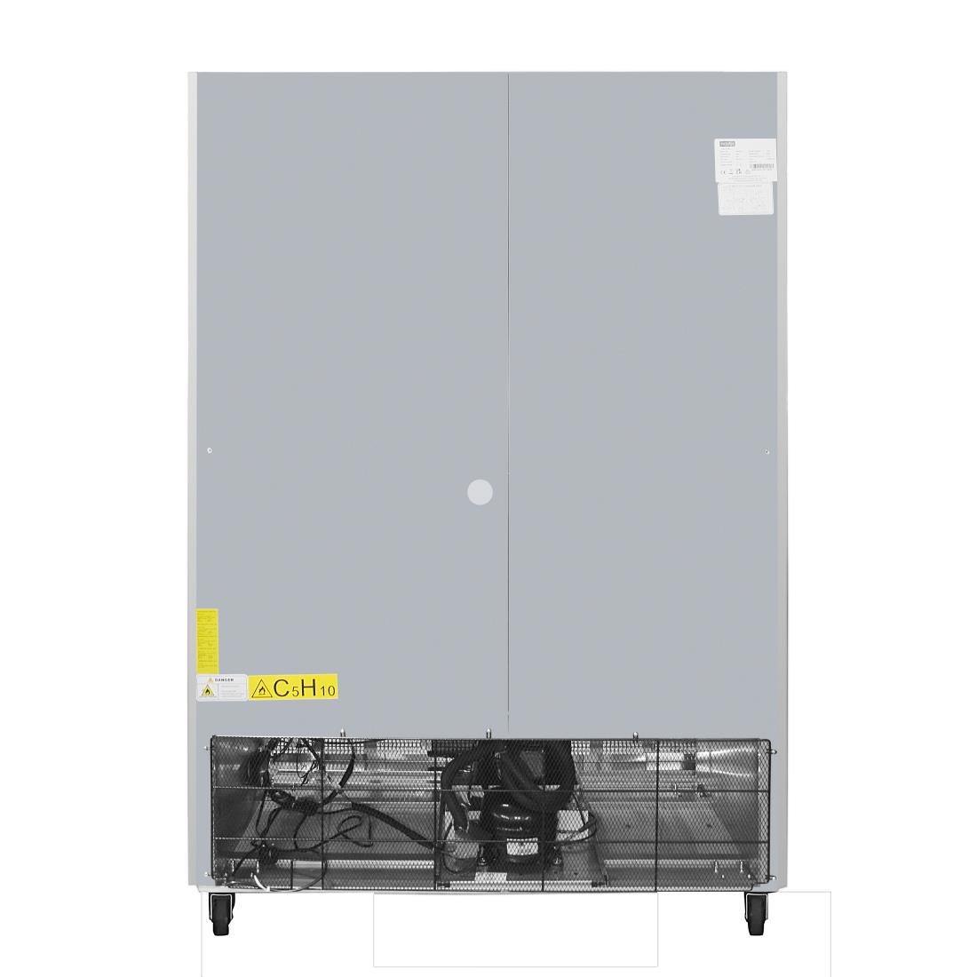 Polar Double Door Slimline Fridge Stainless Steel 960Ltr