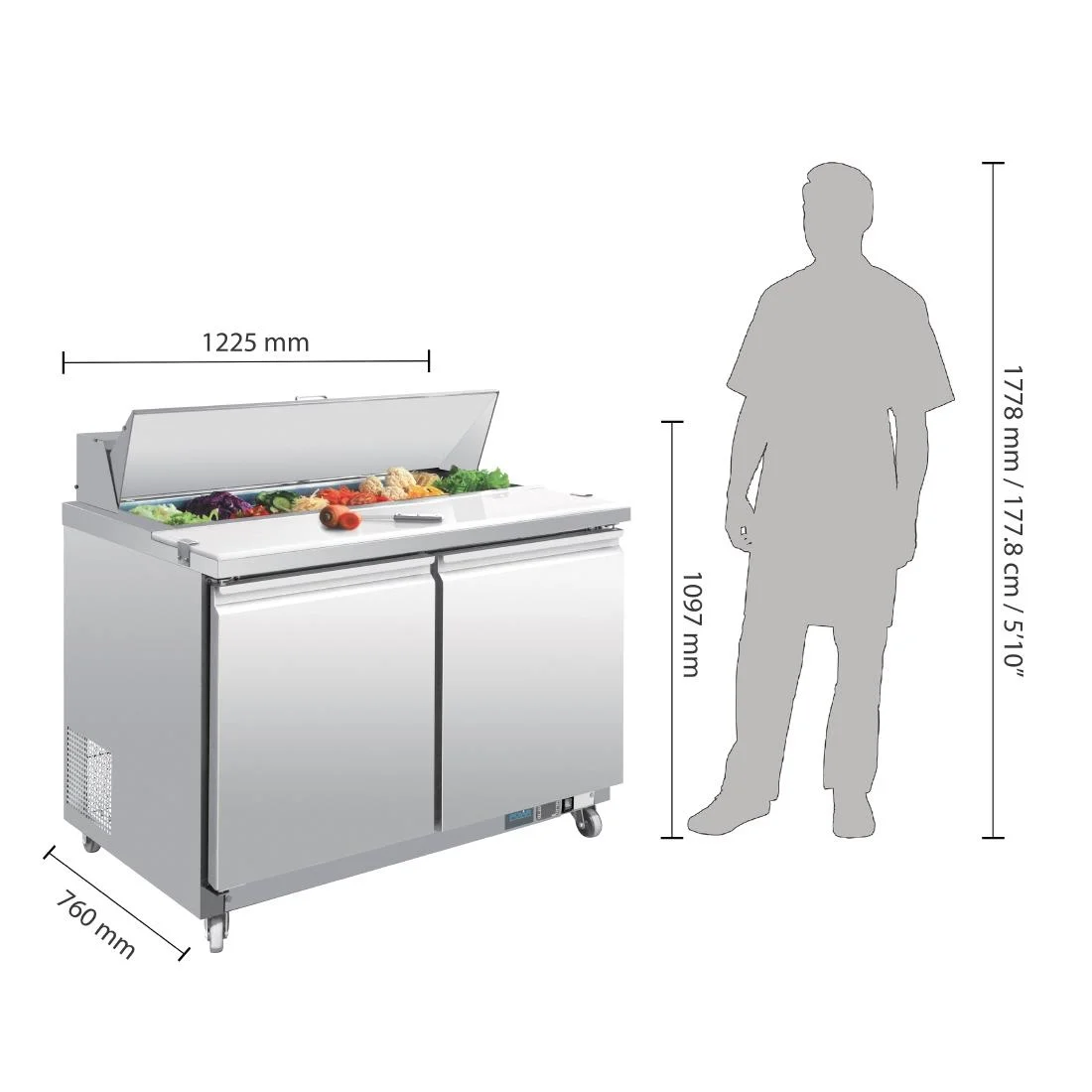 Polar 2 Door Preparation Counter 405Ltr - Image 2