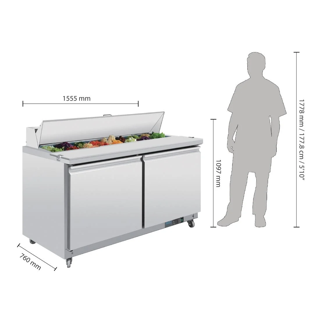 Polar 2 Door Preparation Counter 527Ltr - Image 4