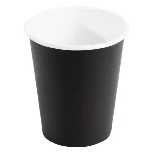 Fiesta Recyclable Coffee Cups Single Wall Black 225ml / 8oz (Pack of 50)