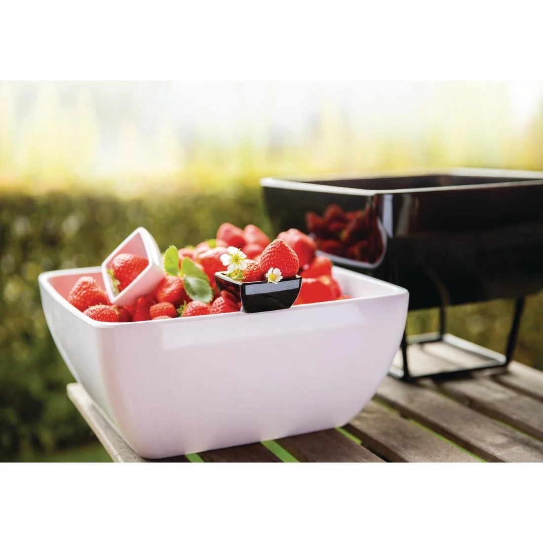 APS Pure Melamine Black Square Mini Bowl