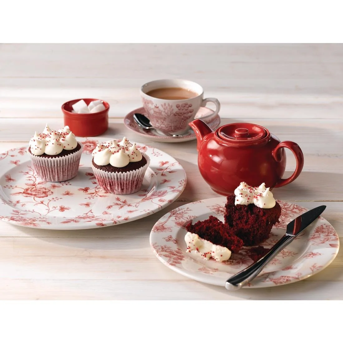 Churchill Vintage Prints Tea Plates Cranberry Toile Print 210mm - Image 2