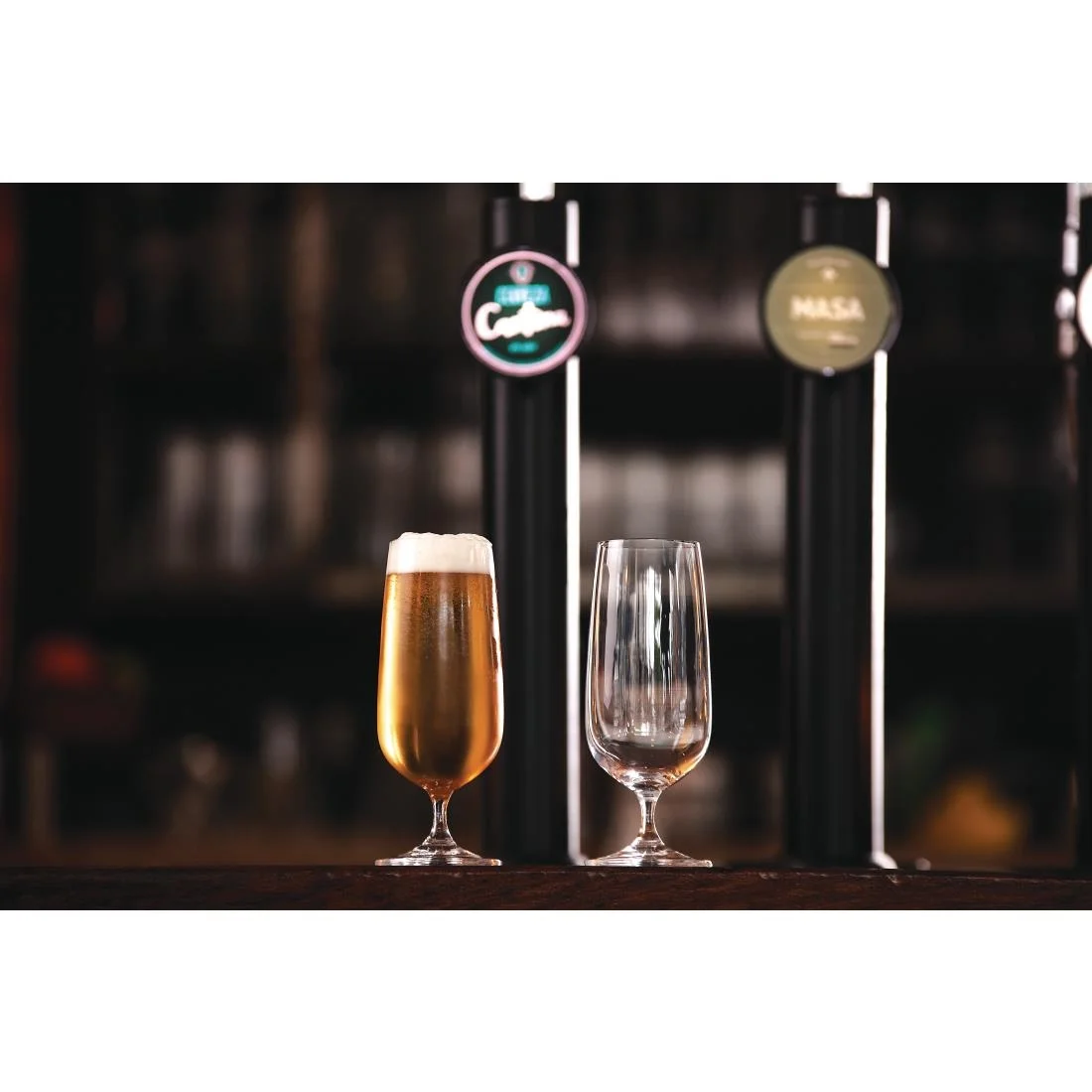 Olympia Bar Collection Crystal Stemmed Beer Glasses 410ml - Image 2
