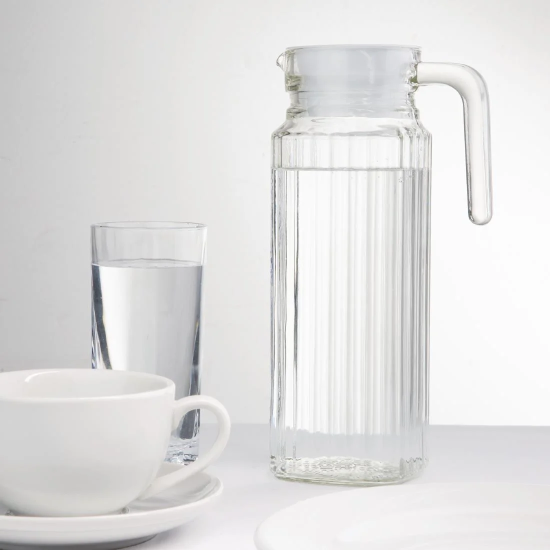 Olympia Ribbed Glass Jugs 1Ltr - Image 4