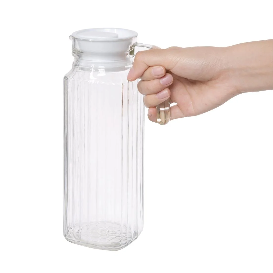 Olympia Ribbed Glass Jugs 1Ltr - Image 8