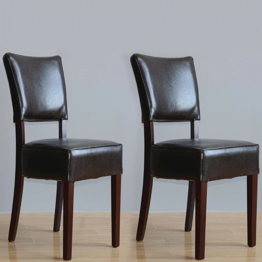 Bolero Chunky Faux Leather Chairs Dark Brown (Pack of 2) - Image 3