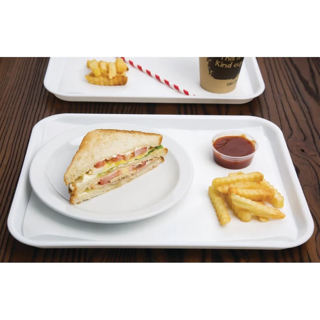 Kristallon Plastic Fast Food Tray White Small - Image 6
