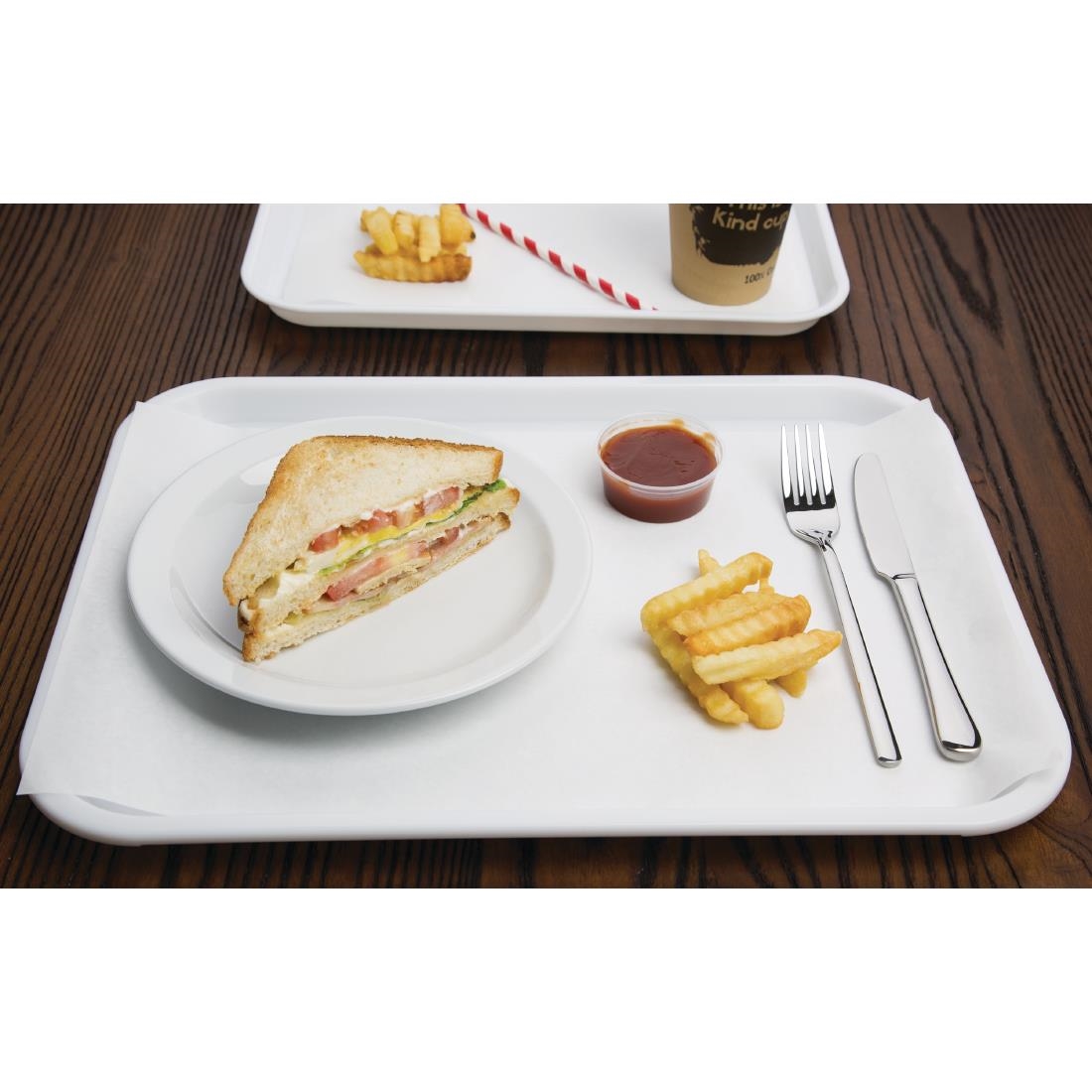 Kristallon Plastic Fast Food Tray White Medium