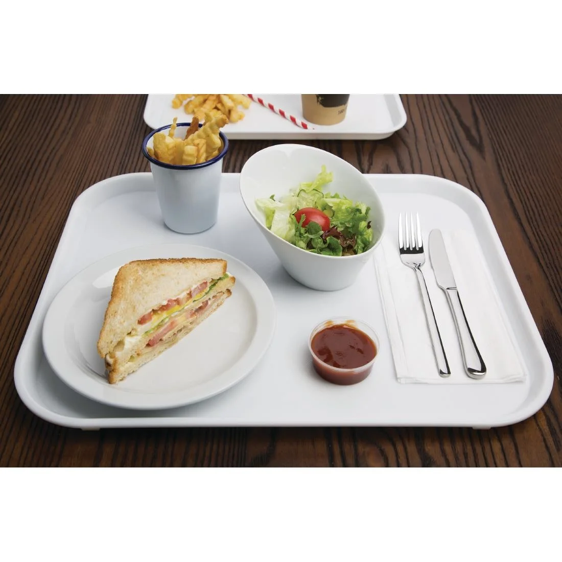 Kristallon Plastic Fast Food Tray White Large - Image 5