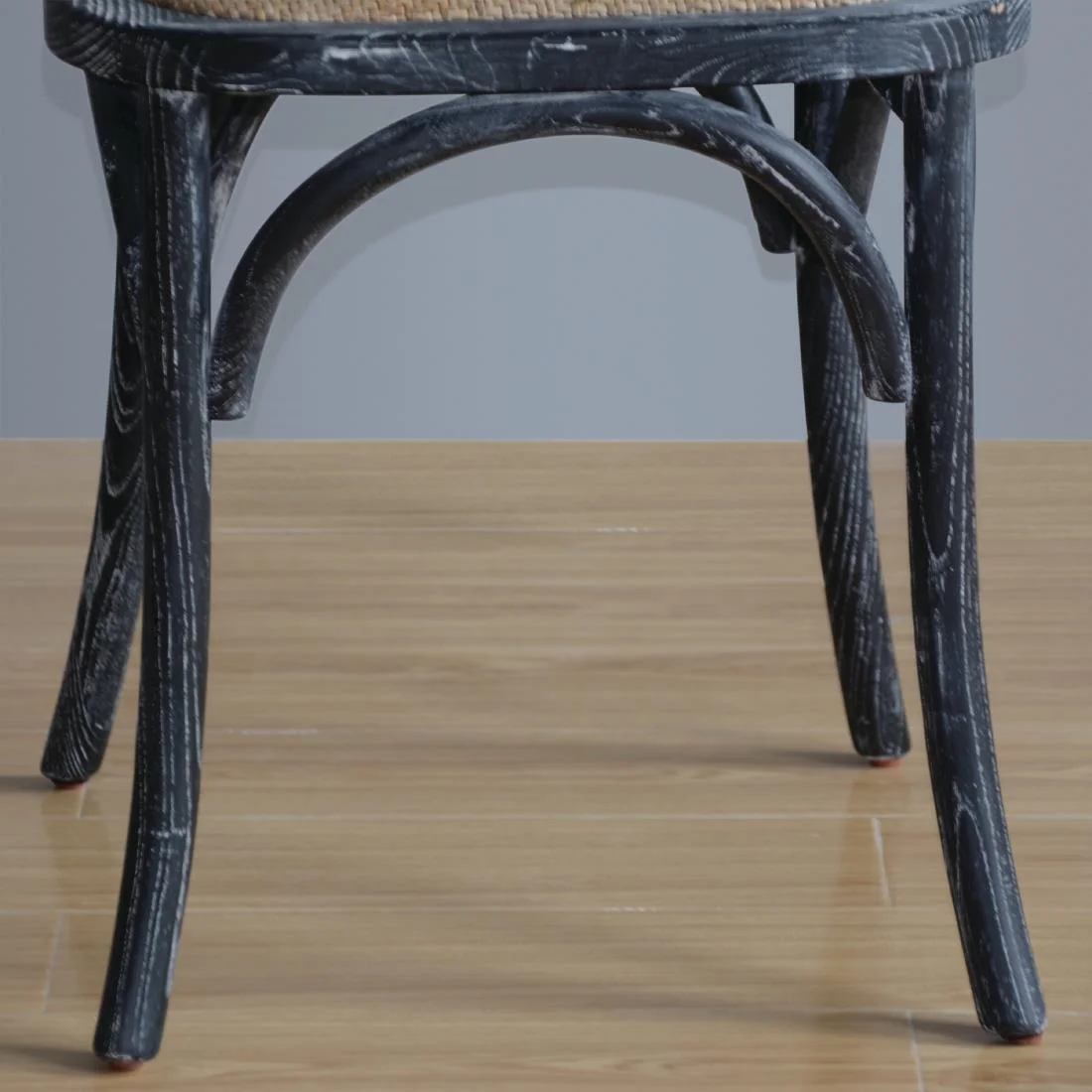 Bolero Wooden Dining Chair with Cross Backrest Black Wash Finish (Box 2) - Image 10