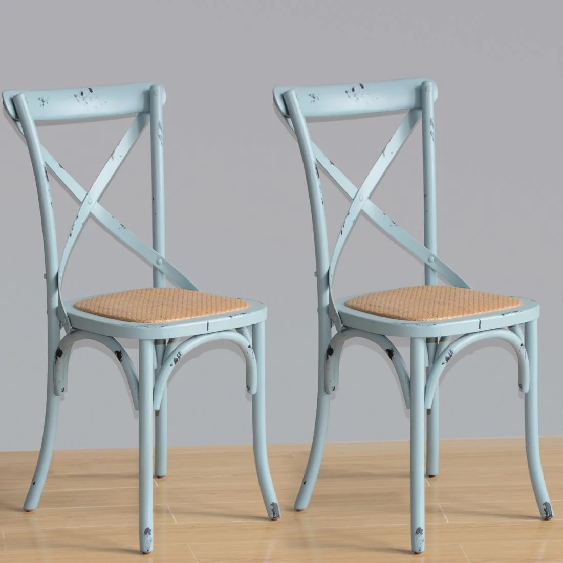 Bolero Blue Bentwood Chairs with Metal Cross Backrest (Pack of 2) - Image 7