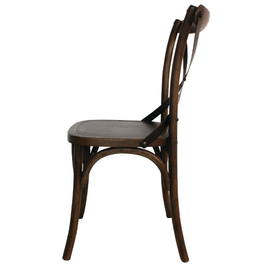 Bolero Wooden Dining Chair with Metal Cross Backrest Walnut Finish (Pack of 2) - Image 4