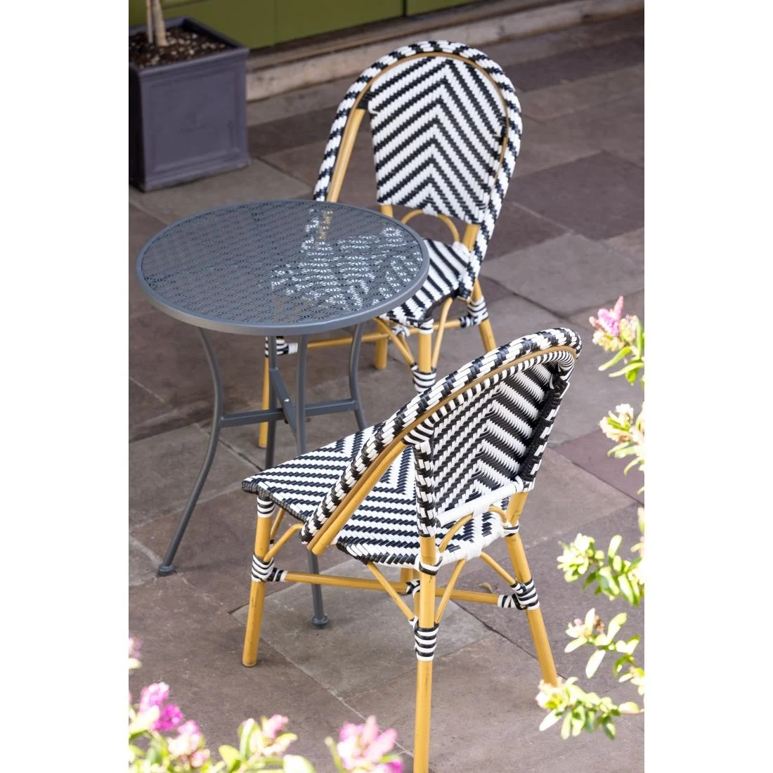Bolero Parisian Style Rattan Side Chair Black (Pack of 2) - Image 9