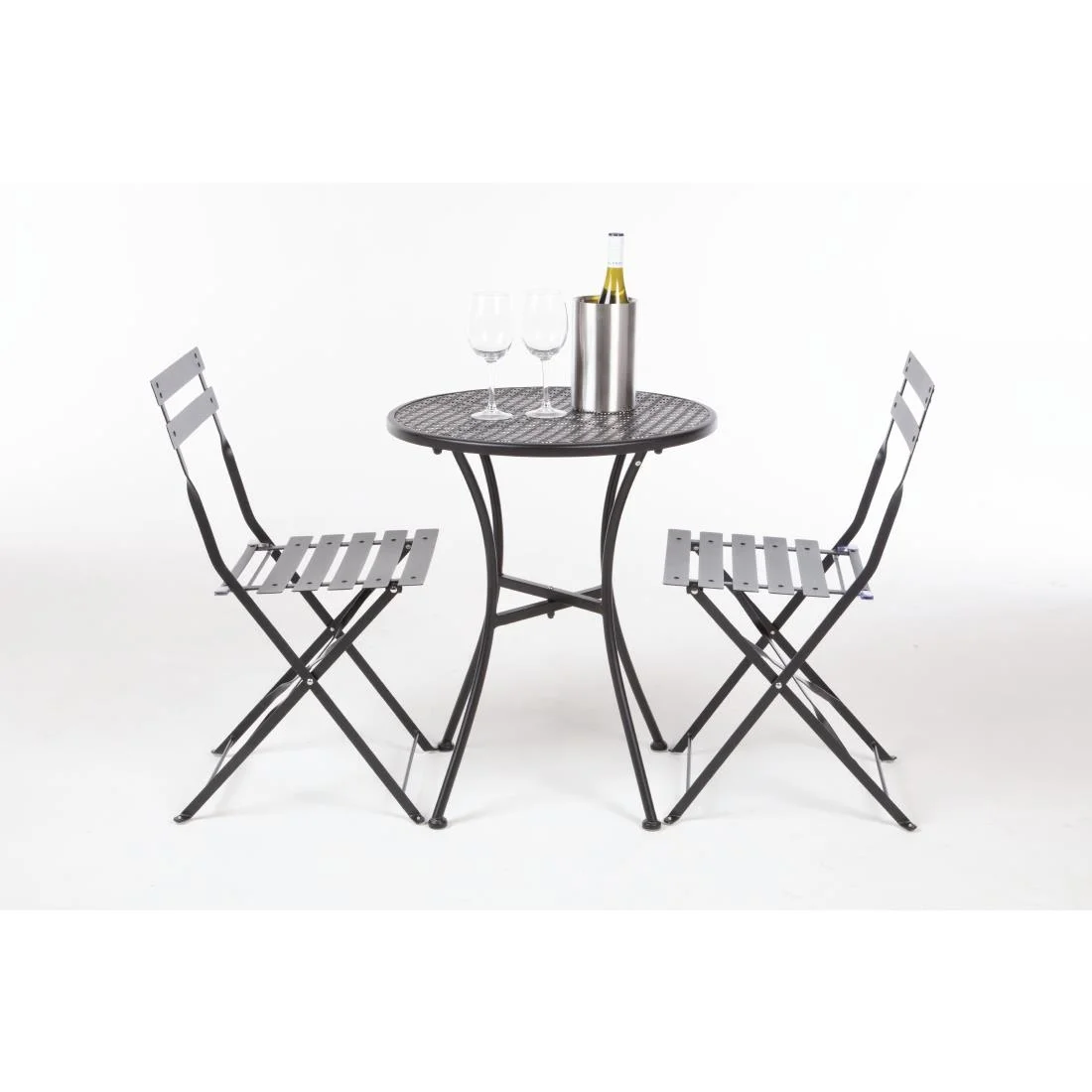 Bolero Black Steel Patterned Round Bistro Table Black 600mm - Image 3