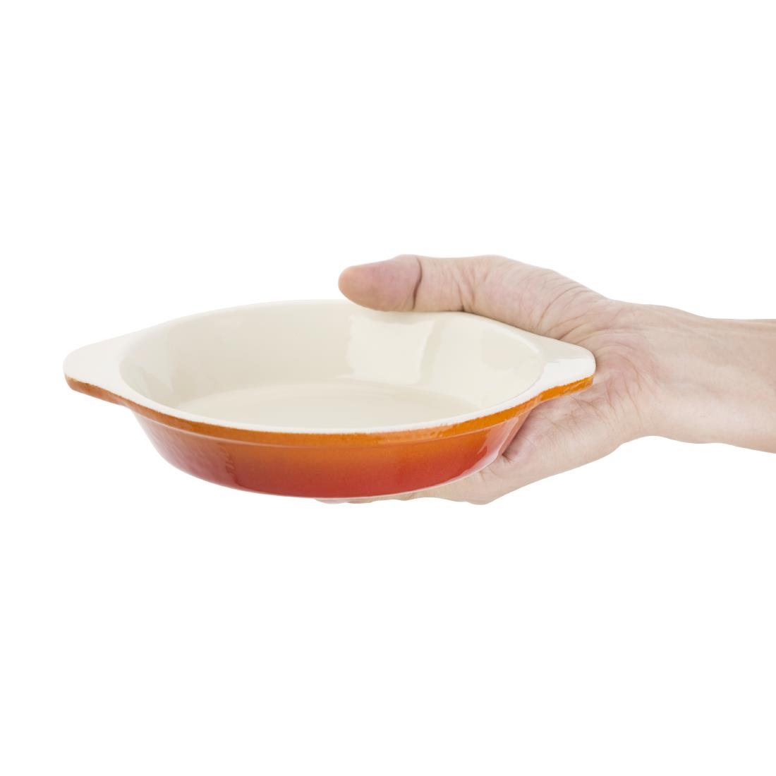 Vogue Orange Round Cast Iron Gratin Dish 400ml
