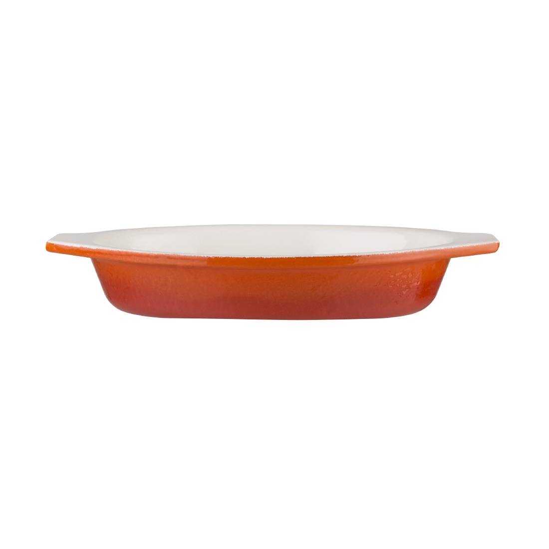 Vogue Orange Oval Cast Iron Gratin 650ml
