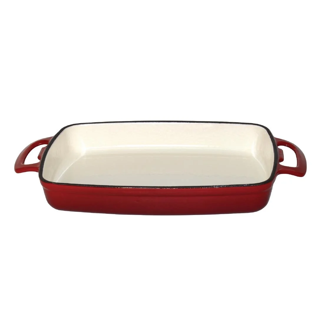 Vogue Red Rectangular Cast Iron Dish 1.8Ltr - Image 2