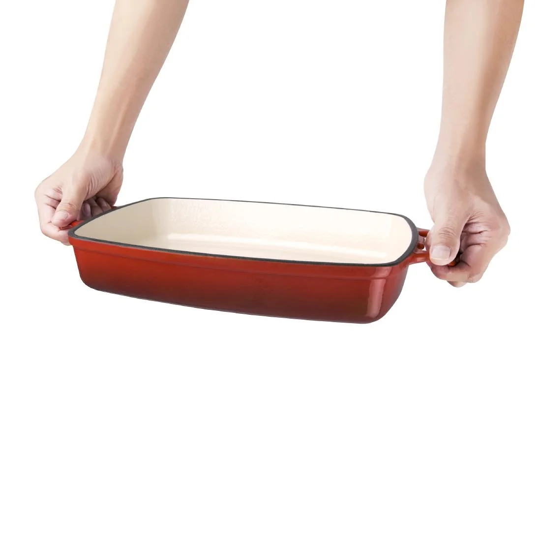 Vogue Red Rectangular Cast Iron Dish 2.8Ltr - Image 5