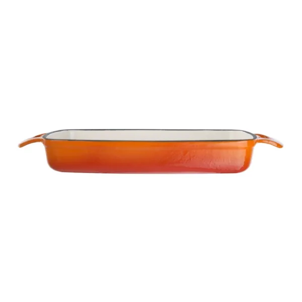 Vogue Orange Rectangular Cast Iron Dish 1.8Ltr