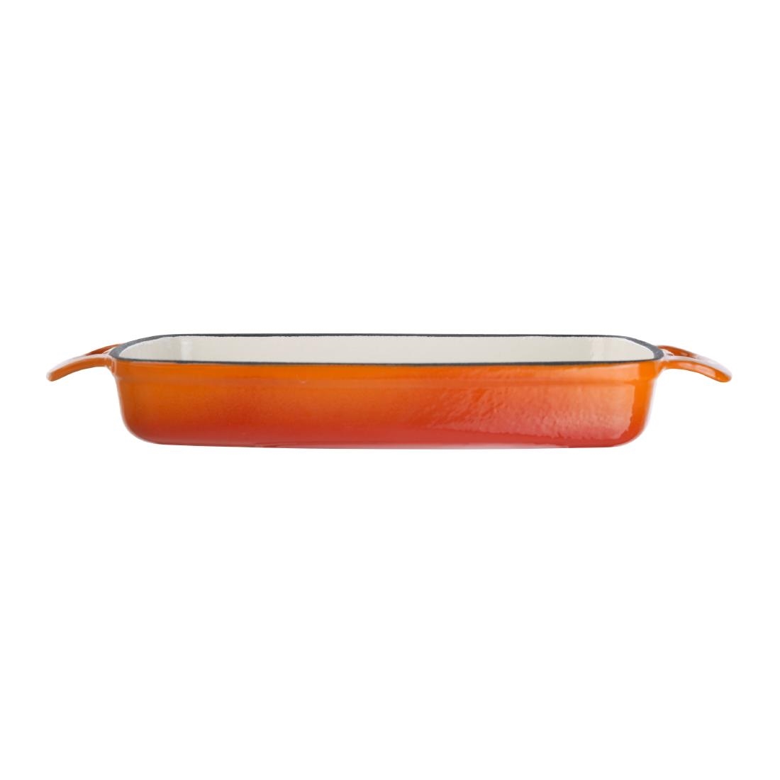 Vogue Orange Rectangular Cast Iron Dish 1.8Ltr