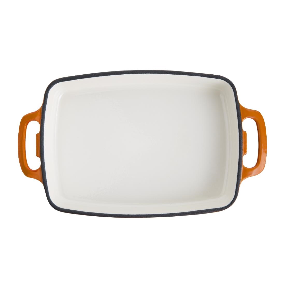 Vogue Orange Rectangular Cast Iron Dish 1.8Ltr