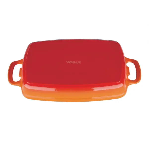 Vogue Orange Rectangular Cast Iron Dish 2.8Ltr