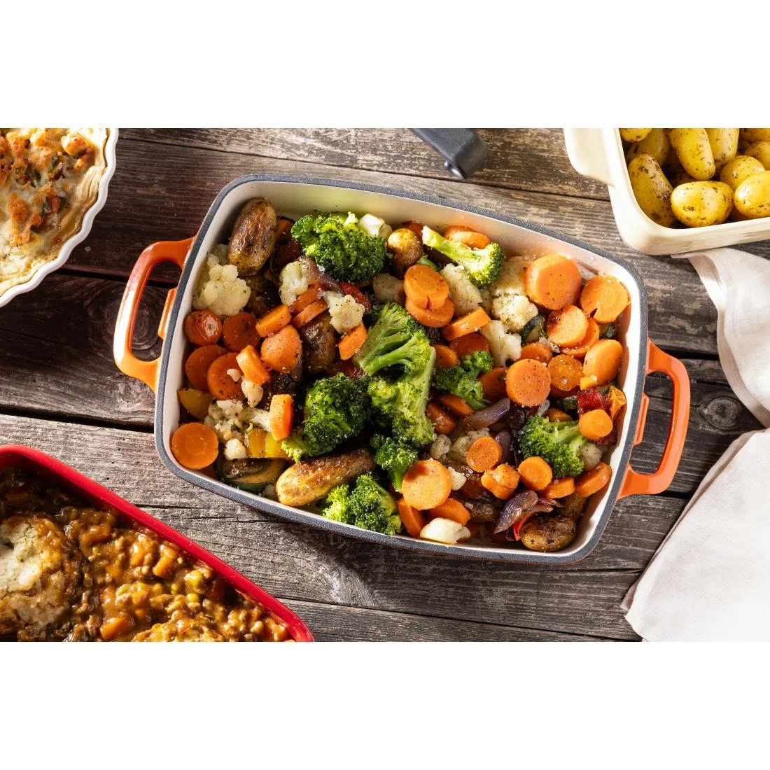 Vogue Orange Rectangular Cast Iron Dish 2.8Ltr - Image 2