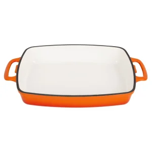 Vogue Orange Rectangular Cast Iron Dish 2.8Ltr