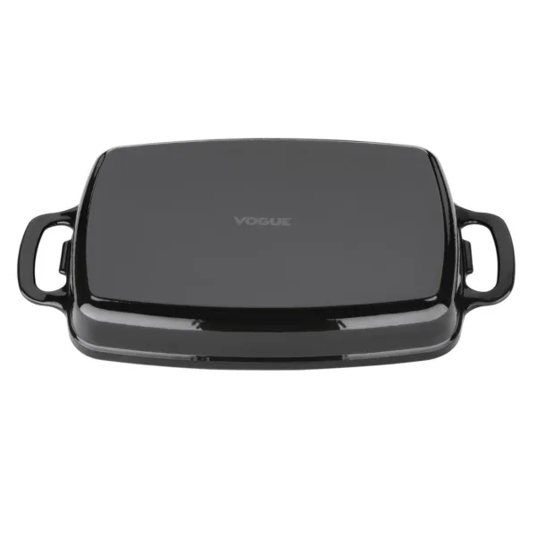 Vogue Black Rectangular Cast Iron Dish 1.8Ltr