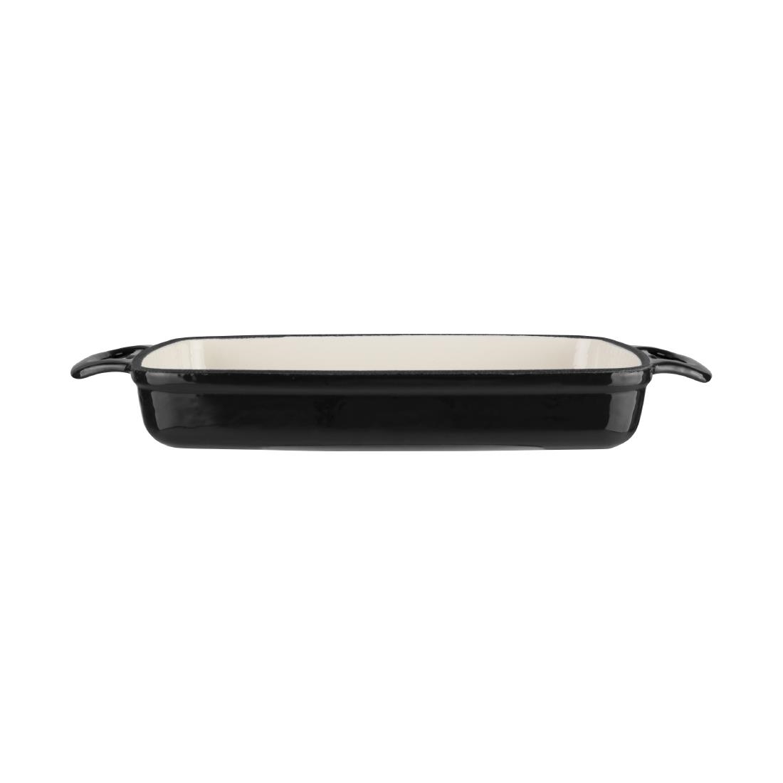 Vogue Black Rectangular Cast Iron Dish 2.8Ltr