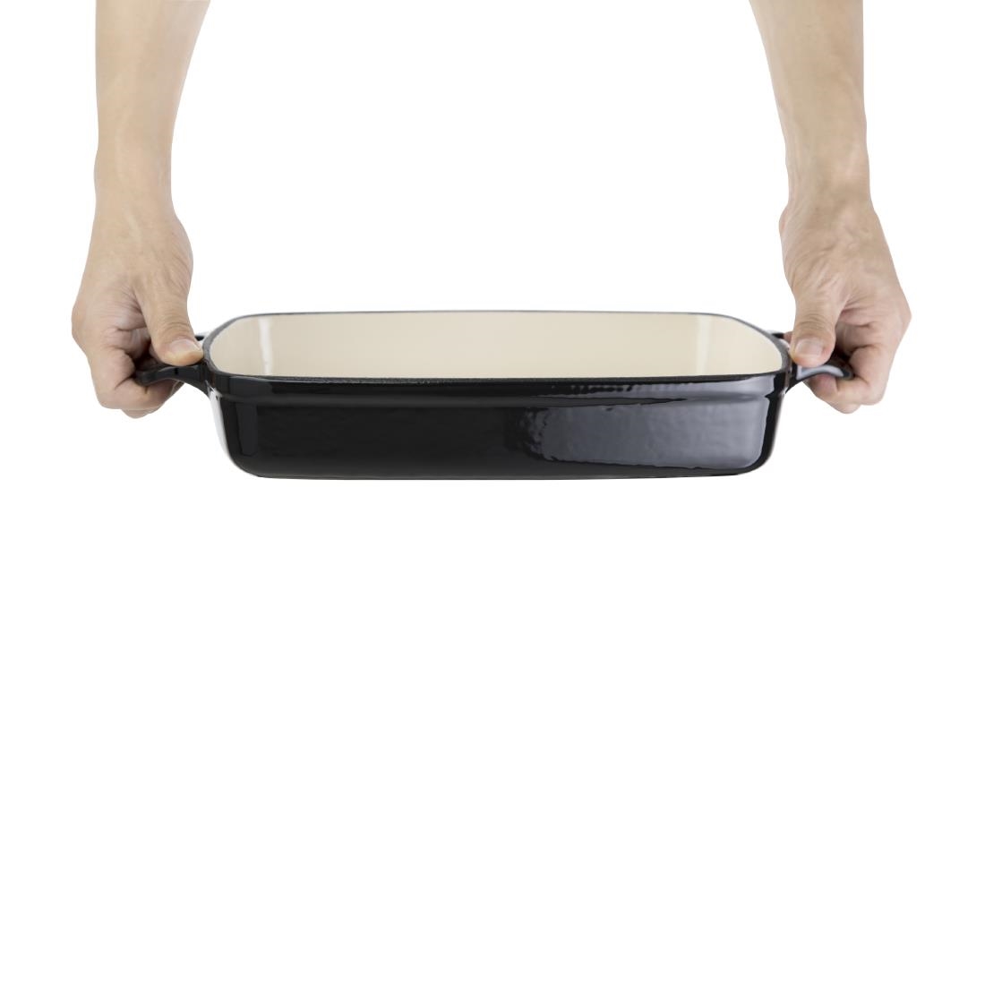 Vogue Black Rectangular Cast Iron Dish 2.8Ltr