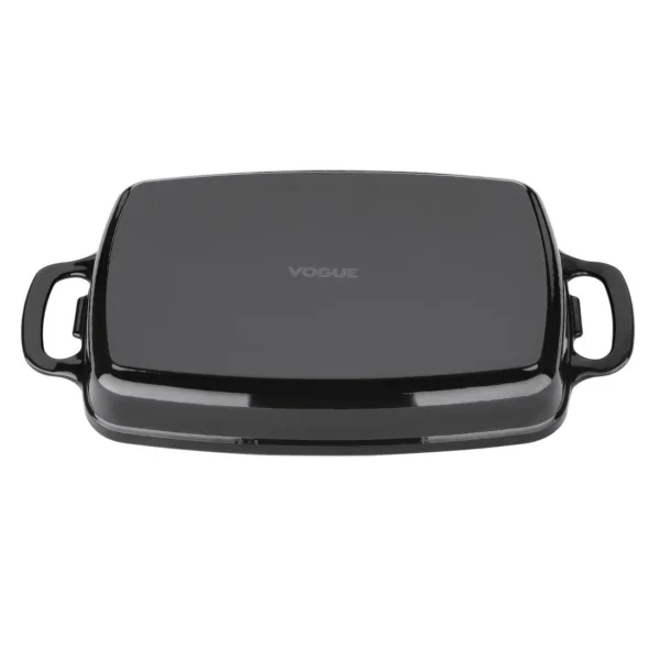 Vogue Black Rectangular Cast Iron Dish 2.8Ltr